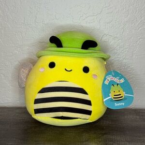 Squishmallows Yellow and Black Bee with Green Hat